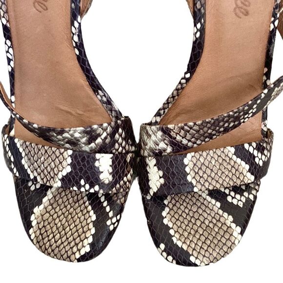 Madewell The Liv Asymmetrical Ankle Strap Snake Embossed Leather Sandals size 6 - Picture 6 of 13